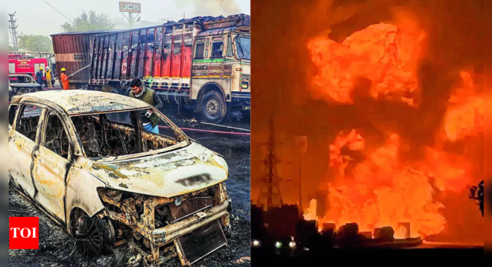 12 die, 40 vehicles gutted as tanker crash triggers blasts on Jaipur-Ajmer highway | India News