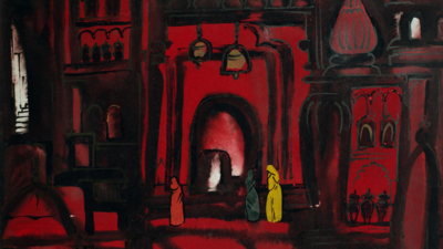 Interior of a Varanasi temple_Sureshwar Sen Father-son legacy of the Sens: Miniature marvels to bold brushstrokes