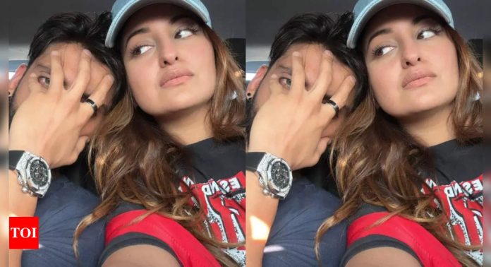 Sonakshi Sinha poses with Zaheer Iqbal for a goofy picture; says 'kuch bhi'