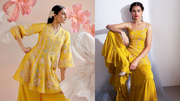 (Image Credits: Pinterest) Yellow sharara sets