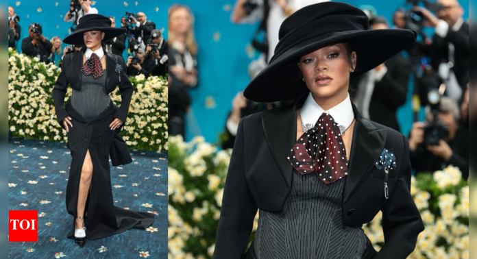 Rihanna shows off baby bump in bold blazer-skirt look at the 2025 Met Gala; Pop sensation is set to welcome third child with A$AP Rocky | English Movie News