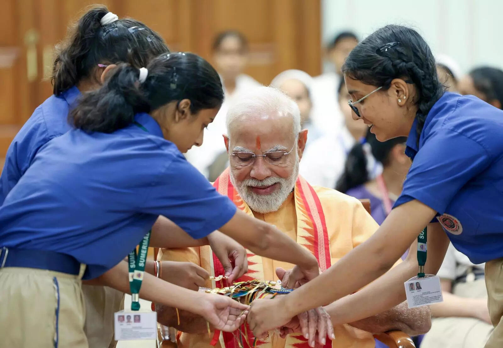 PM Modi celebrates Raksha Bandhan at his residence
