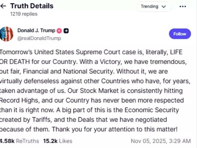 Trump's post on Truth Social
